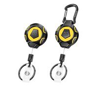 NGARISTA Llavero retráctil de alta resistencia mejorado, Clip para Cinturón y Mosquetón, Retracción de 283.5 g, Cable de Acero Inoxidable de 80 cm, Llavero Retráctil Táctico, 2 Paquetes