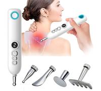 NGARY Pluma De Acupuntura Electrónica, Pluma De Acupuntura con Detección De Meridianos con 5 Cabezales De Masaje, Ajuste De 9 Niveles De Intensidad, para Centro De Atención Médica, Salón De Belleza