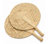 Ngbbby Abanico de mano, ventilador manual de 2 piezas, abanicos de mano tejidos con de gato natural para enfriar el verano, palma de boda, decoración del hogar, chino