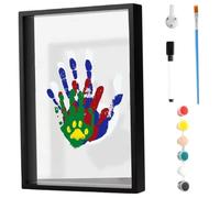 Ngbbby Kit de Recuerdo de Huellas de Manos Familiares, Kit de Huellas y Manos de bebé Que Incluye Pintura Lavable, Pincel y bolígrafo, Marco de Fotos Familiar de 12x9 Pulgadas