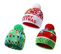 Ngbbby Light Up Christmas Hat 3 PCS LED Merry Xmas Temes Hat, unisexo, unisex, una gorra de suéter de Navidad con luces coloridas, mantenga la cabeza caliente para el año nuevo, con luces