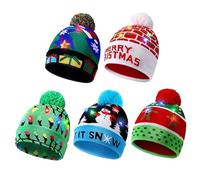 Ngbbby Light Up Christmas Hat 5 PCS LED Merry Xmas Temes Hat, unisexo, unisex, una gorra de suéter de Navidad con luces coloridas, mantenga la cabeza caliente para el estilo de año nuevo 1, con luces