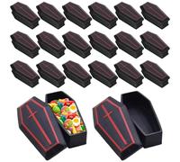 Ngbbby Mini Caja de ataúd de 20 Piezas, plástico Negro, Accesorios de Halloween, 3x1, 6x1 Pulgadas