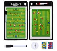 Ngbbby Tablero de Entrenamiento de fútbol, Tablero de fútbol de Doble Cara con Piezas de ajedrez magnéticas, 2 rotuladores y portalápices, Equipo portátil de Entrenamiento de