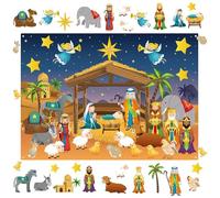 Ngbbby Tablero de Historias de Fieltro, Belén navideño Tablero de Fieltro para niños, Kit de Manualidades del Nacimiento de Jesús Adornos de decoración de Pared Religiosa de Navidad, Belén