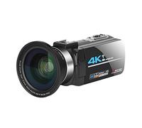 NGBFF Digital Camera, Cámara de Video vlogging de videocu Poco 4K for la grabación de vlog 5 6MP Y IR Cámaras de visión Nocturna cámara de Mano con función WiFi(64G SD Card,Nero)
