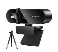 NGBFF Webcam, Cámara Web for PC Cámara Web Mini cámara Web con micrófono USB Webcan Autofocus 4K 2K 1080P Cámara de transmisión Full HD for computadora portátil(2K with Tripod)