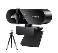 NGBFF Webcam, Cámara Web for PC Cámara Web Mini cámara Web con micrófono USB Webcan Autofocus 4K 2K 1080P Cámara de transmisión Full HD for computadora portátil(4K with Tripod)
