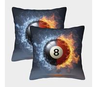 NGGADIWEG Bola de Fuego, Estilo Billar Funda Almohada 3D Personalizada para Hombre, Resistente Al Desgaste Y Transpirable, con Cremallera Invisible para Viajar Y Dormir 45x45cm