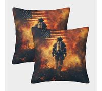 NGGADIWEG Bombero en acción Estilo de Escena de Emergencia heroica Funda Almohada 3D Personalizada con Diseño, Transpirable Y Lavable, Cumpleaños, Navidad Y Madres 45x45cm