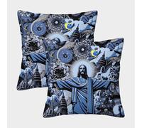 NGGADIWEG Dios Jesús Te Bendiga Funda Almohada 3D Estampada para Viajeros Frecuentes, Resistente Al Desgaste Y Transpirable, Protege Almohada En Viajes 50x50cm