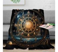 NGGADIWEG Estampado 3D Astrology Wheel Manta para Todas Las Estaciones Ropa de Cama Suave Mystical Cosmic Design Plaid térmico Transpirable Lavable para Uso en Cualquier estación 60x80inch(150x200cm)