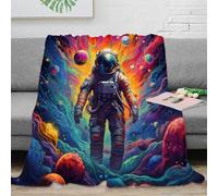 NGGADIWEG Estampado 3D Astronaut Floating Manta de Viaje Microfibra Ropa de Cama Anti-Bolitas Vibrant Cosmic Fan Manta de Viaje compacta para Regalos para viajeros 50x60inch(127x152cm)