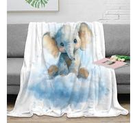 NGGADIWEG Estampado 3D Baby Elephant Manta de Cama Microfibra Ropa de Cama compacta Watercolor Whimsical Manta de habitación Suave para Estudiantes en dormitorios 70×80inch(180x200cm)