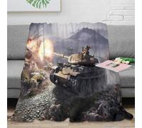 NGGADIWEG Estampado 3D Battle Tank Combat Manta de Cama Microfibra Ropa de Cama esponjosa Military Warfare Arte Manta de sofá Lavable para Regalo de inauguración de casa 80×90inch(200x230cm)