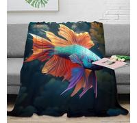 NGGADIWEG Estampado 3D Betta Fish Manta de Oficina Microfibra Ropa de Cama no desprende Pelusa Colorido Aquatic Arte Manta de Descanso cálida para jóvenes en Pausa Laboral 50x60inch(127x152cm)