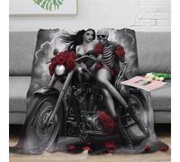 NGGADIWEG Estampado 3D Biker Couple Manta para Aire Acondicionado Microfibra Ropa de Cama Suave Gothic Romantic Manta para Verano Ligera para jóvenes en Vacaciones de Verano 40x50inch(100x130cm)