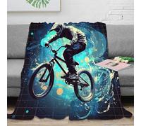 NGGADIWEG Estampado 3D BMX Rider Action Manta de habitación Microfibra Ropa de Cama Anti-Bolitas Urban Street Arte Plaid de habitación Suave para jóvenes Solteros en casa 80×90inch(200x230cm)