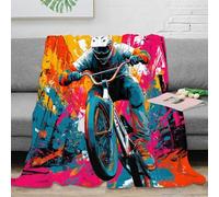 NGGADIWEG Estampado 3D BMX Rider in Action Manta de sofá Microfibra Ropa de Cama esponjosa y cálida Urban Street Arte Manta de salón Transpirable Anti-Bolitas para salón 80×90inch(200x230cm)