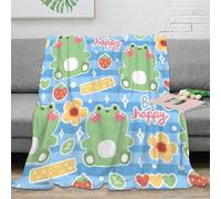 NGGADIWEG Estampado 3D Bonito Frog Design Manta térmica Microfibra Ropa de Cama Lavable Kawaii Dibujo Animado Plaid térmico Anti-Bolitas para jóvenes en Invierno riguroso 60x80inch(150x200cm)