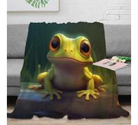 NGGADIWEG Estampado 3D Bonito Frog Dibujo Manta para Todas Las Estaciones Ropa de Cama Suave Animated Whimsical Plaid térmico Transpirable Lavable para Uso en Cualquier estación 40x50inch(100x130cm)