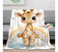 NGGADIWEG Estampado 3D Bonito Giraffe Baby Manta de Cama Microfibra Ropa de Cama Anti-Bolitas Dibujo ilustracion Plaid de Cama Suave para jóvenes Solteros 40x50inch(100x130cm)