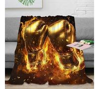 NGGADIWEG Estampado 3D Boxing Gloves Manta de Viaje Microfibra Ropa de Cama compacta Fighting Spirit Plaid de Viaje Ligero para jóvenes Amantes de los Viajes 40x50inch(100x130cm)
