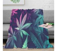 NGGADIWEG Estampado 3D CannabisLeafArte Manta de habitación Microfibra Ropa de Cama Lavable VibrantStylizedDesign Manta de Cama Anti-Bolitas para Regalos para habitación Nueva 80×90inch(200x230cm)