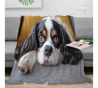 NGGADIWEG Estampado 3D Cavalier King Charles Manta Microfibra Ropa de Cama Suave y cálida Mascota acogedo Plaid Elegante Anti-Bolitas para Regalos de cumpleaños 60x80inch(150x200cm)
