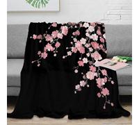 NGGADIWEG Estampado 3D Cherry Blossoms frazada Microfibra Ropa de Cama Suave y cálida Suave Pink Floral Plaid versátil Anti-Bolitas para Regalos de Cualquier ocasión 40x50inch(100x130cm)