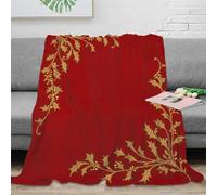 NGGADIWEG Estampado 3D Christmas Decor Manta para Todas Las Estaciones Microfibra Ropa de Cama Anti-Bolitas Gold Holly Manta versátil Suave y Transpirable para Todo el año 40x50inch(100x130cm)