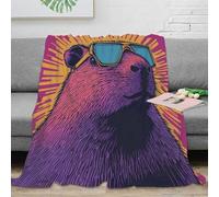 NGGADIWEG Estampado 3D Cool Capybara Manta Microfibra Ropa de Cama Suave y cálida Stylized Graphic Arte Plaid Transpirable Anti-Bolitas para Uso doméstico 60x80inch(150x200cm)