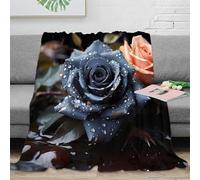 NGGADIWEG Estampado 3D Dark Rose frazada Microfibra Ropa de Cama Lavable Botanical Elegance 1 Plaid de frazada Anti-Bolitas para Regalos para familias 40x50inch(100x130cm)