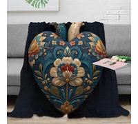 NGGADIWEG Estampado 3D Decorataive Hearte Arte Manta de salón Microfibra Ropa de Cama Lavable en Lavadora Floral Ornament Manta de salón Suave para jóvenes en Noches con Amigos 40x50inch(100x130cm)
