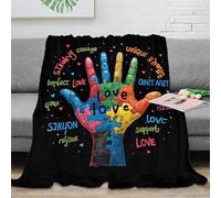 NGGADIWEG Estampado 3D Diverse Hands Manta de salón Microfibra Ropa de Cama esponjosa Colorido Puzzle Design Plaid de salón Lavable para jóvenes en casa compartida 60x80inch(150x200cm)