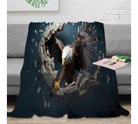 NGGADIWEG Estampado 3D Eagle Breaking Wall Manta de Cama Microfibra Ropa de Cama Anti-Bolitas Dynamic Wildlife Plaid de Cama Suave para jóvenes Solteros 80×90inch(200x230cm)