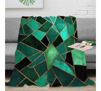 NGGADIWEG Estampado 3D Emerald Mosaic Manta Ropa de Cama cálida y Transpirable Modern Geometric Design Manta de habitación Suave Anti-Bolitas no desprende Pelusa para habitación 80×90inch(200x230cm)