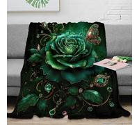 NGGADIWEG Estampado 3D EmeraldRose Manta para Todas Las Estaciones Microfibra Ropa de Cama Lavable FantasyArteStyle Manta versátil Suave para Regalos para Cada estación 50x60inch(127x152cm)