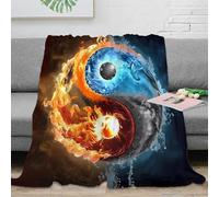 NGGADIWEG Estampado 3D Fire and Water frazada Microfibra Ropa de Cama térmica Mythical Yin Yang Plaid de frazada Suave y cálido no desprende Pelusa para Uso doméstico 80×90inch(200x230cm)