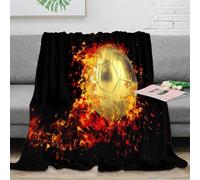 NGGADIWEG Estampado 3D Fire Soccer Ball Manta de Cama Microfibra Ropa de Cama Suave y Transpirable Dynamic Sports Arte frazada térmica Lavable en Lavadora para Toda la Familia 60x80inch(150x200cm)