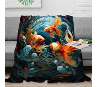 NGGADIWEG Estampado 3D Fish Swimming frazada Microfibra Ropa de Cama Suave y cálida Arteistic Aquatic Plaid de frazada no desprende Pelusa para jóvenes Amantes del Confort 40x50inch(100x130cm)