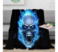 NGGADIWEG Estampado 3D Flaming-Skull Manta Microfibra Ropa de Cama Suave y cálida Dark-Arte Plaid Transpirable Anti-Bolitas para Uso doméstico 60x80inch(150x200cm)