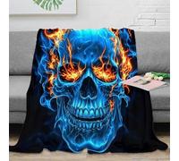 NGGADIWEG Estampado 3D Flaming Skull Manta para Todas Las Estaciones Microfibra Ropa de Cama Anti-Bolitas Digital Arte Manta versátil no desprende Pelusa para Regalos Todo el año 40x50inch(100x130cm)