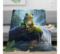 NGGADIWEG Estampado 3D Frog Sitting frazada Microfibra Ropa de Cama Transpirable Forest Whimsical Arte Plaid de frazada Suave para Regalos para Amantes del Confort 80×90inch(200x230cm)