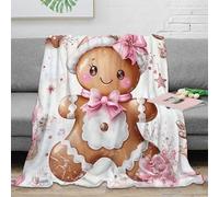 NGGADIWEG Estampado 3D Gingerbread Girl Manta de Oficina Microfibra Ropa de Cama Suave Bonito Dibujo Animado Manta de Descanso cálida Transpirable Lavable para pausas laborales 80×90inch(200x230cm)