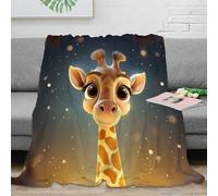 NGGADIWEG Estampado 3D Giraffe Cara Manta Microfibra Ropa de Cama Anti-Bolitas y cálida Dibujo Animado Animal Plaid Compacto para Regalos de graduación 70×80inch(180x200cm)
