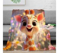 NGGADIWEG Estampado 3D Giraffe Dibujo frazada Microfibra Ropa de Cama esponjosa y cálida Animated Baby Animal Manta térmica Transpirable Anti-Bolitas para Uso Diario 70×80inch(180x200cm)