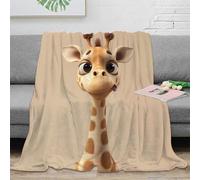 NGGADIWEG Estampado 3D Giraffe Dibujo Manta de Siesta Microfibra Ropa de Cama Suave y cálida Animated Children's Manta de Descanso Transpirable Lavable para Amantes del Confort 50x60inch(127x152cm)