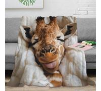 NGGADIWEG Estampado 3D Giraffe durmiendo Manta de Viaje Microfibra Ropa de Cama Anti-Bolitas Animal Acogedor Bed Manta de Viaje compacta para Regalos para viajeros 40x50inch(100x130cm)