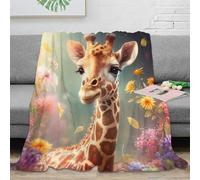 NGGADIWEG Estampado 3D Giraffe Retrato Manta Microfibra Ropa de Cama Lavable y Suave Bonito Dibujo Animado Manta de Viaje Ligera para Regalos para excursiones y Vacaciones 50x60inch(127x152cm)